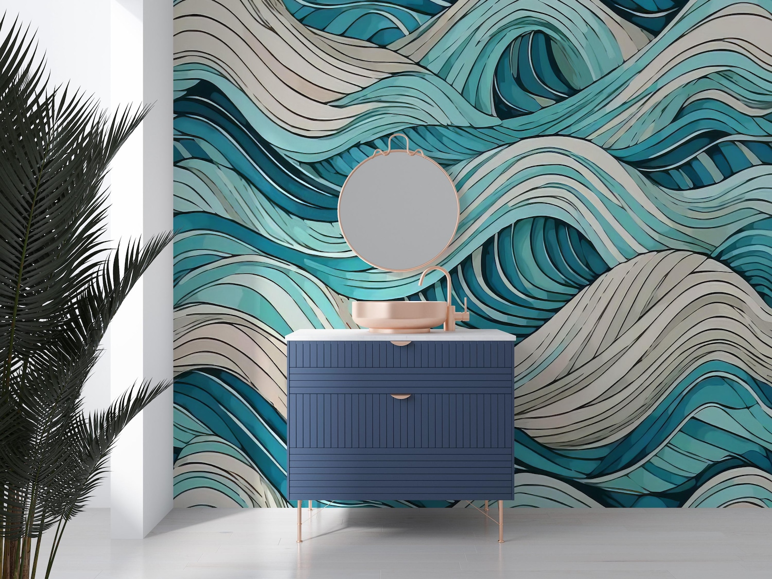 Decorative Waves Wave Drawing Wall Decor, Wave Wall Decor, Abstract Wave Wall Art, Art ...