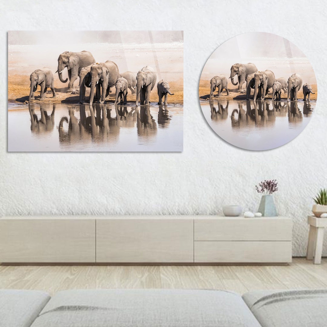 Personalized Elephant Family Canvas Art: Modern Animal Wall Decor - Etsy