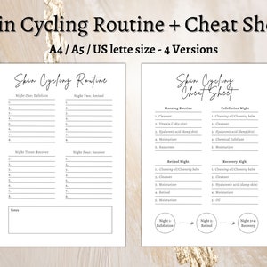 Skin Cycling Routine Template Printable, Skin Cycling Cheat Sheet, Skin Cycling Calendar Guide, Skincare Template Organizer, A4/A5/Letter