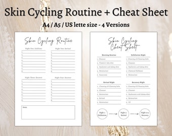 Skin Cycling Routine Template Printable, Skin Cycling Cheat Sheet, Skin Cycling Calendar Guide, Skincare Template Organizer, A4/A5/Letter