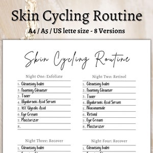 Skin Cycling Planner Printable Skincare Routine Template Printable Skin Care Routine Steps Schedule Skincare Routine Steps Skincare Template