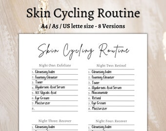 Skin Cycling Planner Printable Skincare Routine Template Printable Skin Care Routine Steps Schedule Skincare Routine Steps Skincare Template