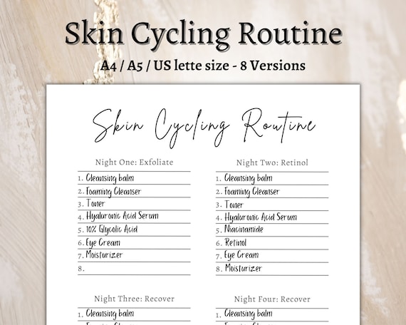 Skin Cycling Planner Printable Skincare Routine Template Printable Skin Care Routine Steps Schedule Skincare Routine Steps Skincare Template