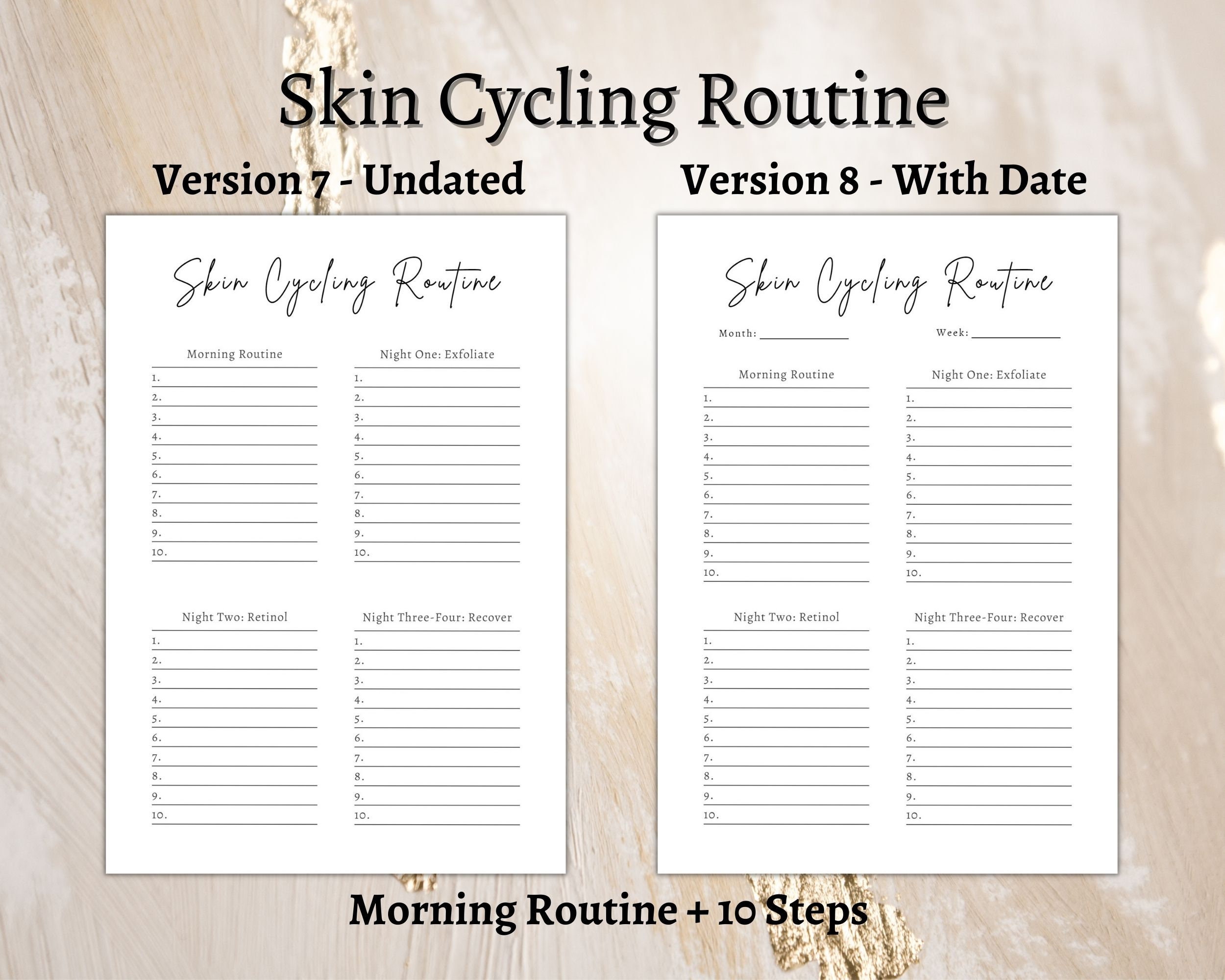 Skin Cycling Planner Printable Skincare Routine Template Printable Skin ...