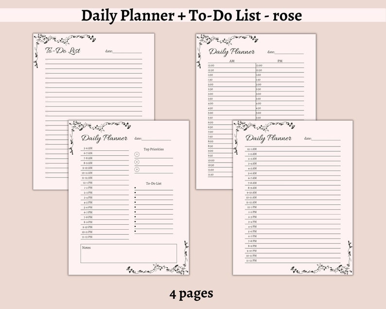 24 Hour Daily Planner Printable Daily to Do List Personal - Etsy