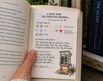 Een berichtje van de vorige lezer (printbaar) | Boekbriefje voor de Little Free Library | Boekrecensiekaart | Printbaar voor de boekenclub | A6-lezerinlegvel