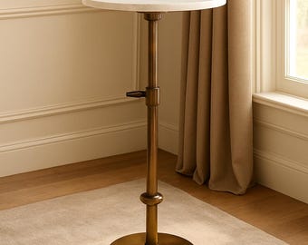 Mesa de bebidas moderna con cubierta de mármol: soporte para plantas de metal con altura ajustable