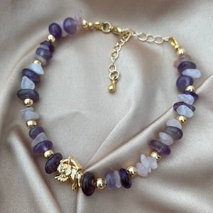 24kt gold plated amethyst and rose quartz Eros charm bracelet,Love,friendship,Valentines gift,Bride to be,bridesmaids favours,February gift