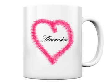 Verschenke Liebe, Tasse mit Namen "Alexander", personalisiertes Geschenk, Versand in Deutschland inklusive