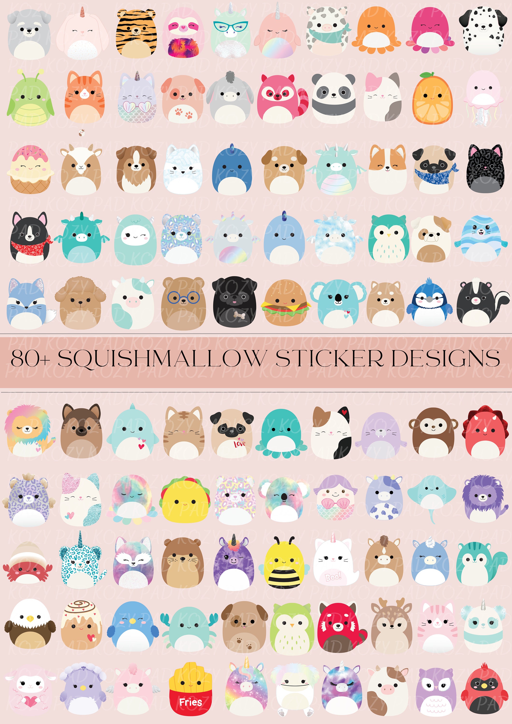 Squishmallow Sticker Bundles Waterproof Stickers 80 Designs car  Stickers,water Bottle Stickers,laptop Stickers,squishmallows Cute Gift 