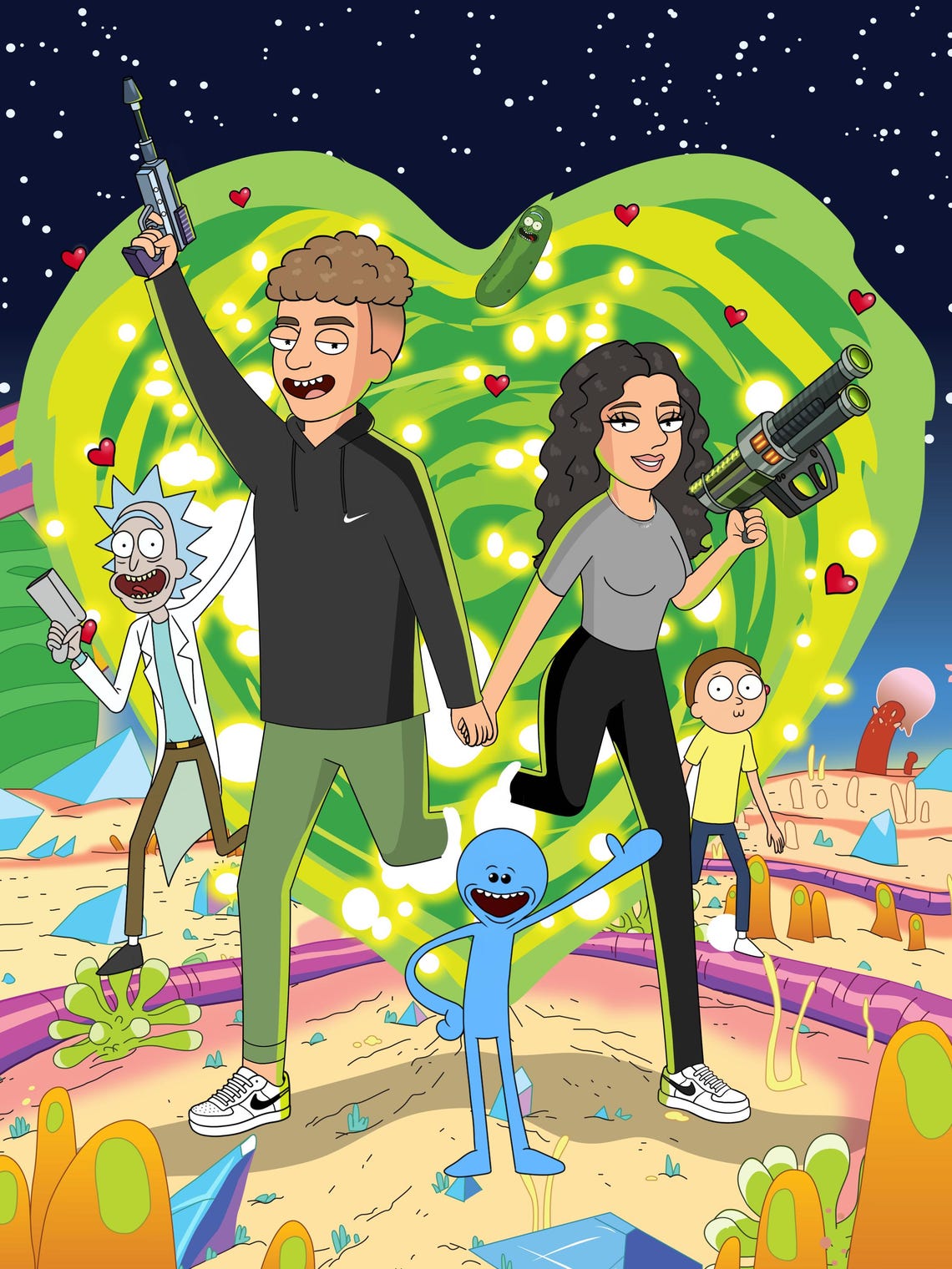 Personalized Rick and Morty Cartoon Portrait Gift for Couples and Fans ...
