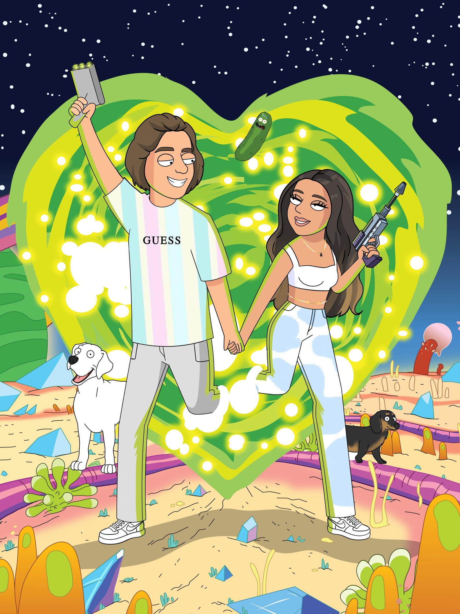 Personalized Rick and Morty Cartoon Portrait Gift for Couples and Fans ...