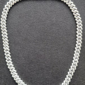925 Sterling Silver Necklace - 8mm VVS Moissanite Diamond Miami Cuban Link Chain, Hip Hop Jewelry 8inches / White Gold by Pearde Design