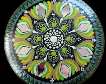 Dot Paintig Mandala Stein, Acrylfarben, 14cm Durchm.