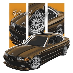 BMW E36 Print Poster ~ Car Gifts ~ Car Wall Art ~ Car Accessories ~ Home Decor ~ BMW Gifts