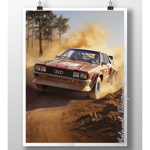 Audi Sport Quattro Rally Print Poster ~ Car Gifts for Him ~ Rally Poster ~ Car Wall Art ~ Car Accessories ~ Home Decor ~ Audi Gifts