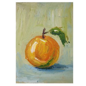 Pintura de damasco Fruta Original Impasto Óleo Arte Cozinha Natureza Morta Fazenda Decoração de Parede Laranja Fruta Pequena Arte a Óleo por Desi Guteva