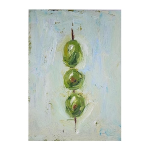 Pintura de azeitonas Cozinha Arte de parede original Coquetéis Azeitonas Natureza morta Impasto Pintura a óleo Impressionis Arte Azeitonas Arte de parede verde
