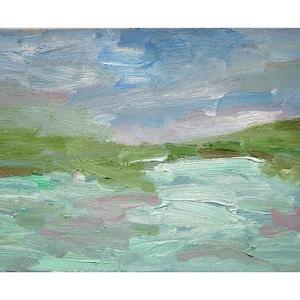 Pintura del lago Erie 8"-12" Pintura al óleo original Grandes Lagos en América del Norte Pintura abstracta Lago Erie Impasto Pintura al óleo Arte del lago