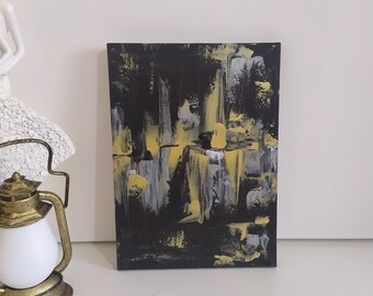 Original Canvas Abstract Painting-Black and Gold Abstract Wall Art-Interior Moody Gold Artwork-Black Gold Modern Abstract Painting