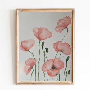 Poppies Painting 5&quot;-7&quot; Original Watercolor Poppy Wall Art California Poppies Artwork Botanical Wall Art Watercolor Flowers Art  Poppy Art