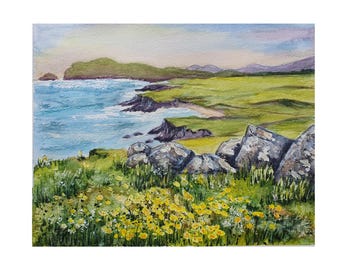 Dingle Peninsula Painting: Original Watercolor, Irish Coastal Art (8x10) by Desi Guteva