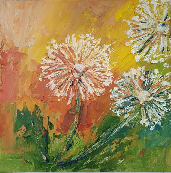 手描き アート 絵画 油絵 花の抽象画 タイトル 矛盾の上に咲く花 壁
