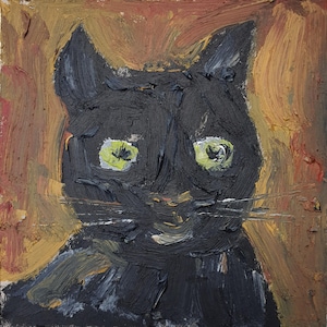 Pintura de gato gato preto original arte a óleo retrato de animal de estimação arte de parede pintura a óleo impasto retrato de gato preto arte pintura animal por Desi Guteva