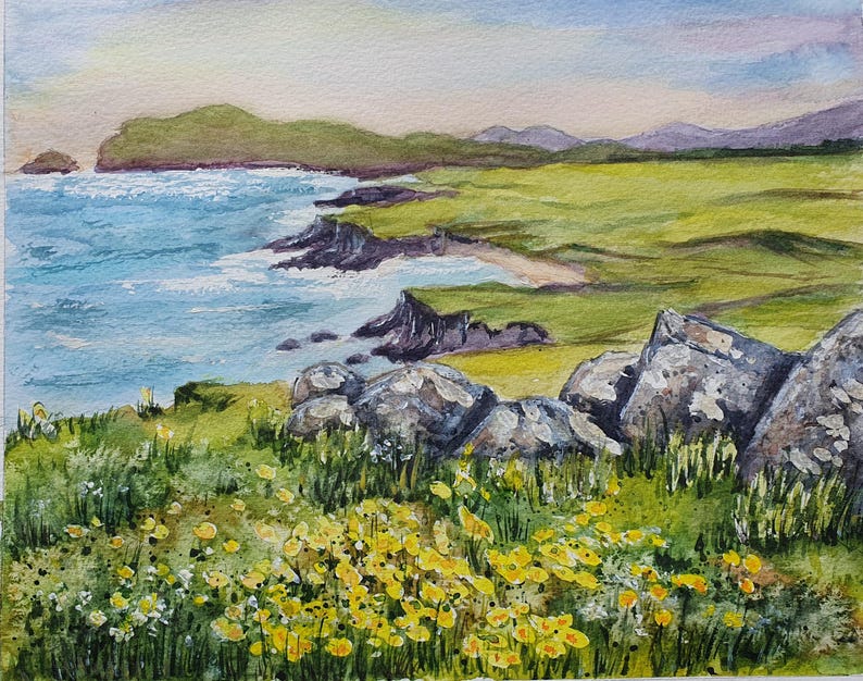 Dingle Peninsula Painting: Original Watercolor, Irish Coastal Art (8x10) by Desi Guteva image 2