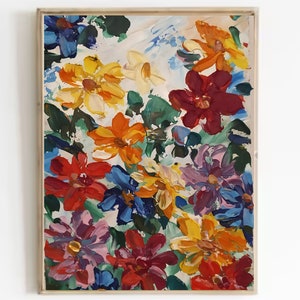 Flores silvestres de primavera Pintura al óleo original Flores Arte mural 5"-7" Pintura pequeña Impasto Pintura al óleo Arte mural floral Campo de flores Arte
