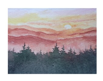 オリジナル水彩画：太平洋岸北西部の風景画 - Etsy 日本