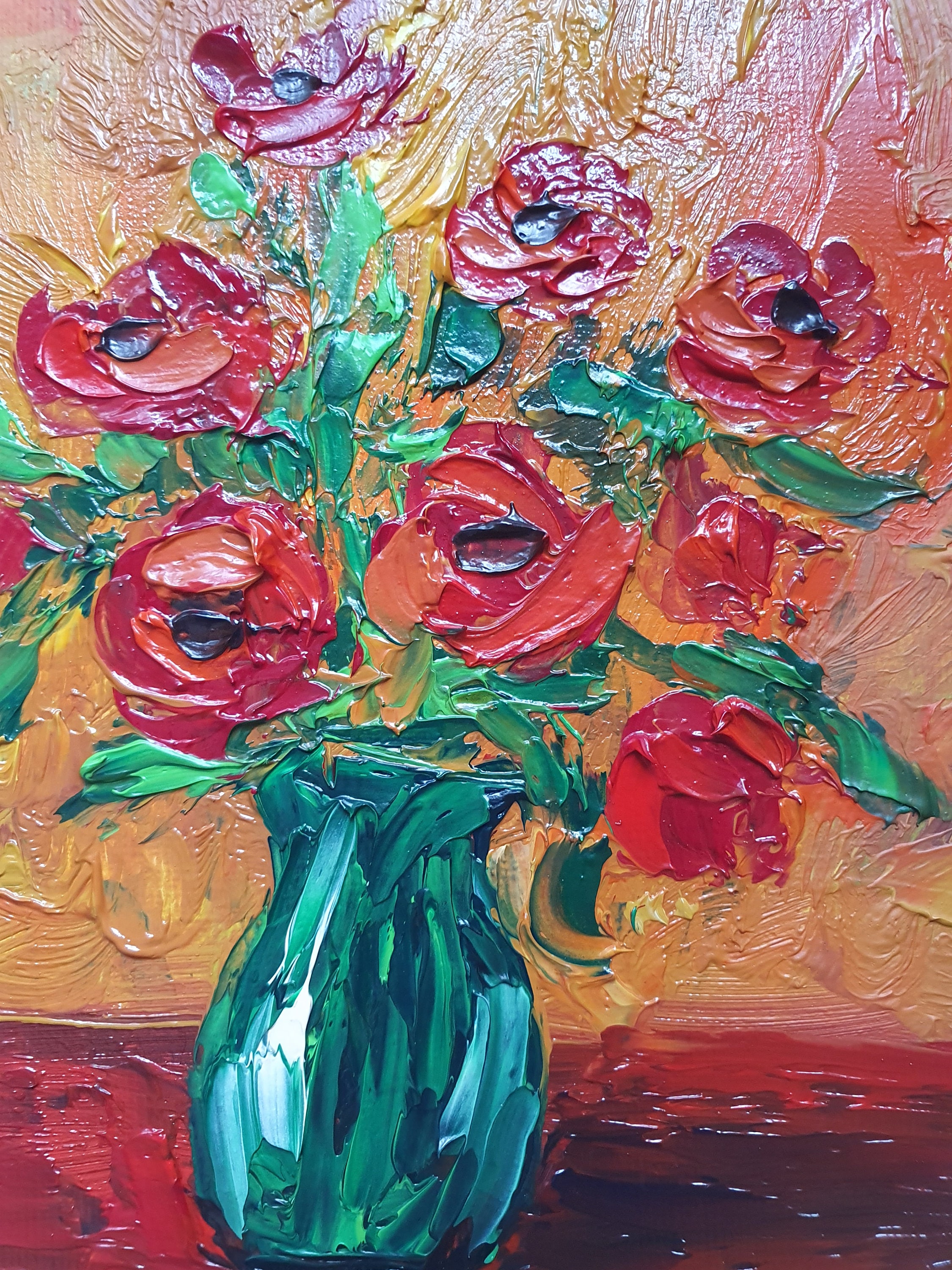 Impasto Poppy Painting: Original Floral Still Life Oil Art - Etsy