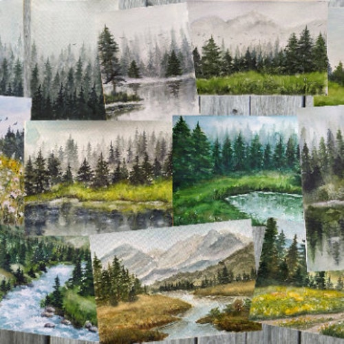 テキサス・ブルーボネットの草原の油絵：5x7インチの野生の花の風景画