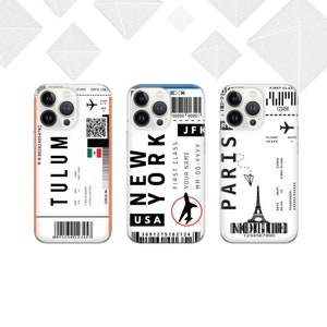 Étui pour téléphone billet d'avion, carte d'embarquement, cadeau esthétique et mignon, coque pour iPhone 16 Pro, 15, 14, 13, 12, 11, Google Pixel 9 Pro, 8, 7A