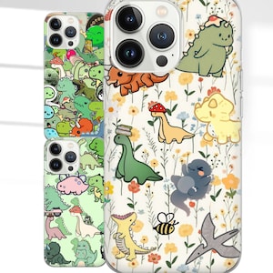 Dino Phone Case Dinosaur Cover for iPhone 16 Pro, 15, 14, 13, 12, 11, Google Pixel 9 Pro, 8, 7A, Samsung Galaxy S24 fe, A16, A55
