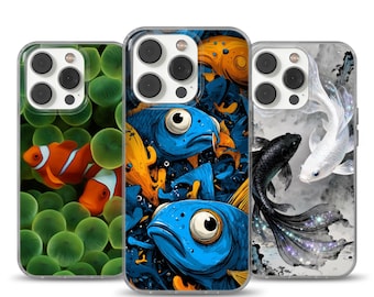 Sött telefonskal med Koi-fisk, estetiskt och trendigt dammskal för iPhone 16e, 17 Pro Max, 17 Air, Samsung S25 Edge, A16, Pixel 10, 9A