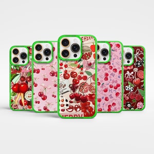 Fruity Cherry Phone case red coquette collage  cover fo iPhone 16Pro Max, 15, 14 Plus, 13mini, 12, Samsung S25Ultra, S24Fe, S23Fe, A56, A55
