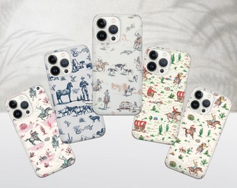 Coque de téléphone style western cowgirl du Far West pour iPhone 17 Pro, 16, 15, 14, 13, 12, Samsung S26, S25, S24, S23, Pixel 10, 9