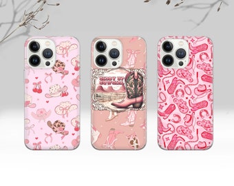 Coquette Cowgirl Telefoonhoesje: Roze Western Collage, Cover voor iPhone 17Pro, 16, 15, 14, 13, 12, Samsung S26, S25, S24, S23, Pixel 10, 9