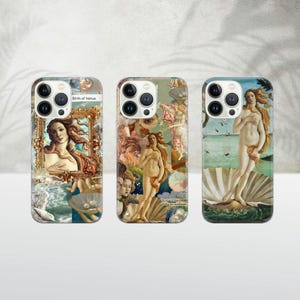 Custodia per telefono con motivo rinascimentale di Sandro Botticelli, Nascita di Venere, per iPhone 16 Pro, 15, 14, 13, 12, 11, Google Pixel 9 Pro, 8, 7A, Samsung