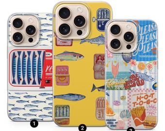 Sardines Fish Pattern Phone Case Fisherman Design Cover for iPhone, Samsung and Google Pixel