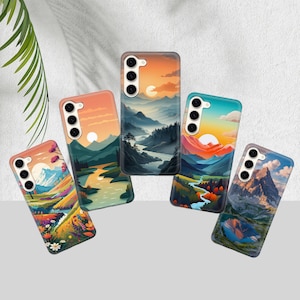 Coque de téléphone Montagnes Art forestier pour Samsung S25 S24 S23 S22 S21 Plus Ultra FE S10 Galaxy Note 20 A15 A16 A55 A56 A14 A25 A24 A05
