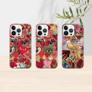 Vintage Mosaic Collage Phone Case Sun Celestial Mosaic Tiles Cases Trendy Preppy iPhone 15 14 13 12 Pro Max Plus Samsung S24 S23 S22 Pixel 8