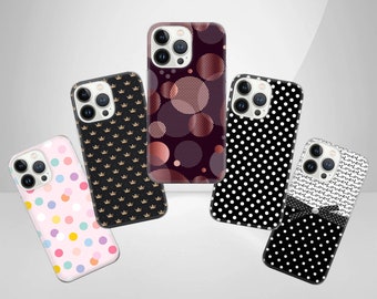 Funda para teléfono con diseño abstracto de lunares para iPhone 16 Pro, 15, 14, 13, 12, 11, Google Pixel 9 Pro, 8, 7A, Samsung Galaxy S24 fe, A16, A55