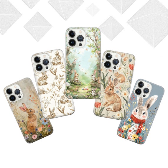 Easter Bunny Phone case Cute Bunny rabbit Cover for iPhone 16 Pro, 15, 14, 13, 12, 11, Google Pixel 9 Pro, 8, 7A, Samsung Galaxy S24 fe,