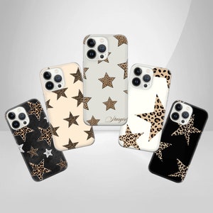 Coquette Beige Stars Coque pour iPhone 16 Pro, 15, 14, 13, 12, 11, Google Pixel 9 Pro, 8, 7A, Samsung