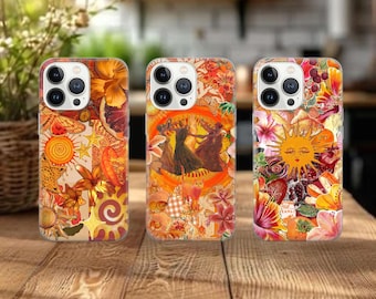 Sacred Sun Orange Collage Phone Case: Flexible  Cover for iPhone 17Pro, 16, 15,14,13,12,Samsung S26,S25,S24,S23,Pixel 10,9