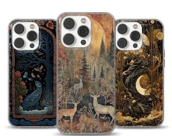 Verspielte Handyhülle mit mittelalterlichem Naturmotiv für iPhone 16e, 17 Pro Max, 17 Air, Samsung S25 Edge, A16, Pixel 10 und 9A – Vintage-Stil