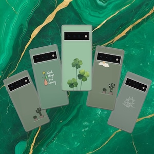 Custodia per telefono Google Pixel con fiore verde, motivo floreale minimalista, per Pixel 9 Pro 8 7A, Samsung S24FE S23 ultra A55 A16