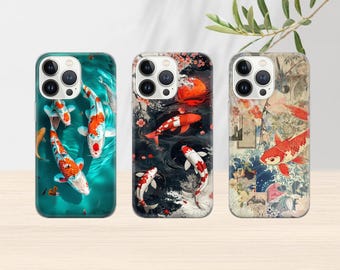 Koi Fish Phone Case: Japanese Pond Art, Cover for iPhone 17Pro, 16, 15,14,13,12,Samsung S26,S25,S24,S23,Pixel 10,9